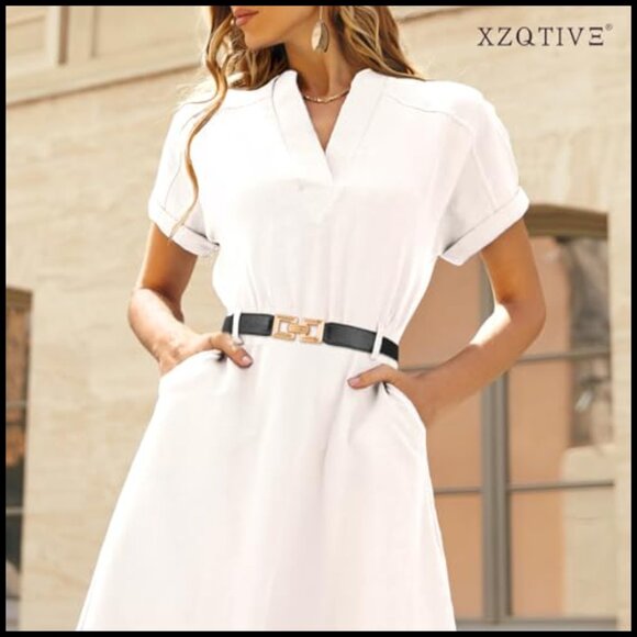 Skinny Stretchy Cinch Belt with Retro Gold Buckle for Dresses main image 7